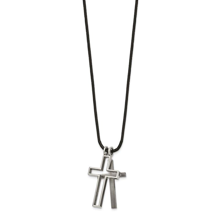 Men's Cross Pendant With Chain In Titanium