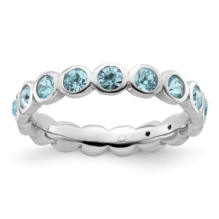 Sterling Silver Stackable Expressions Light Aquamarine Eternity Ring Sterling Silver Stackable Expressions Light Aquamarine Eternity Ring