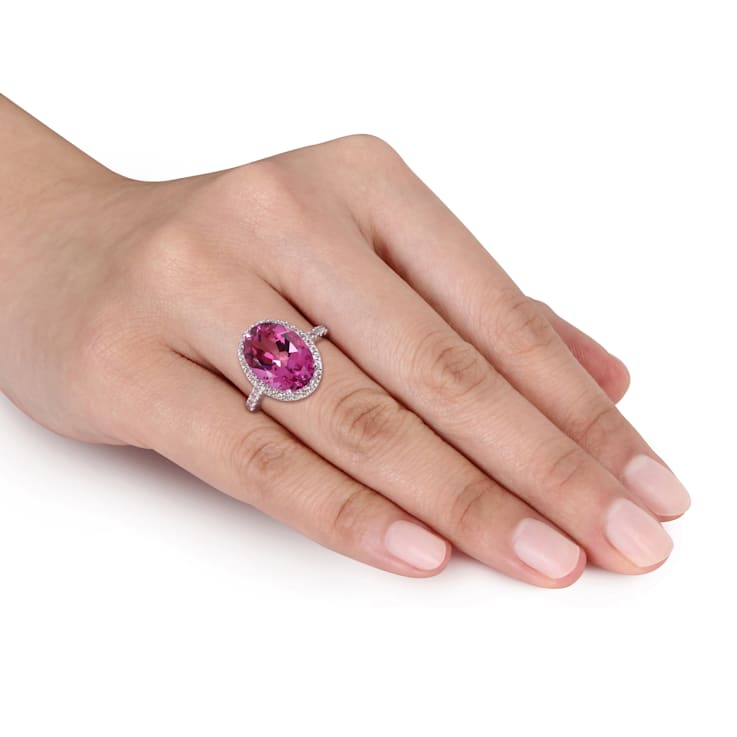 7.50ctw Pink And White Topaz 14k White Gold Ring