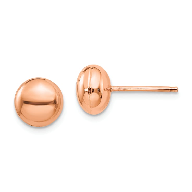 14k Rose Gold Polished 8mm Button Earrings
