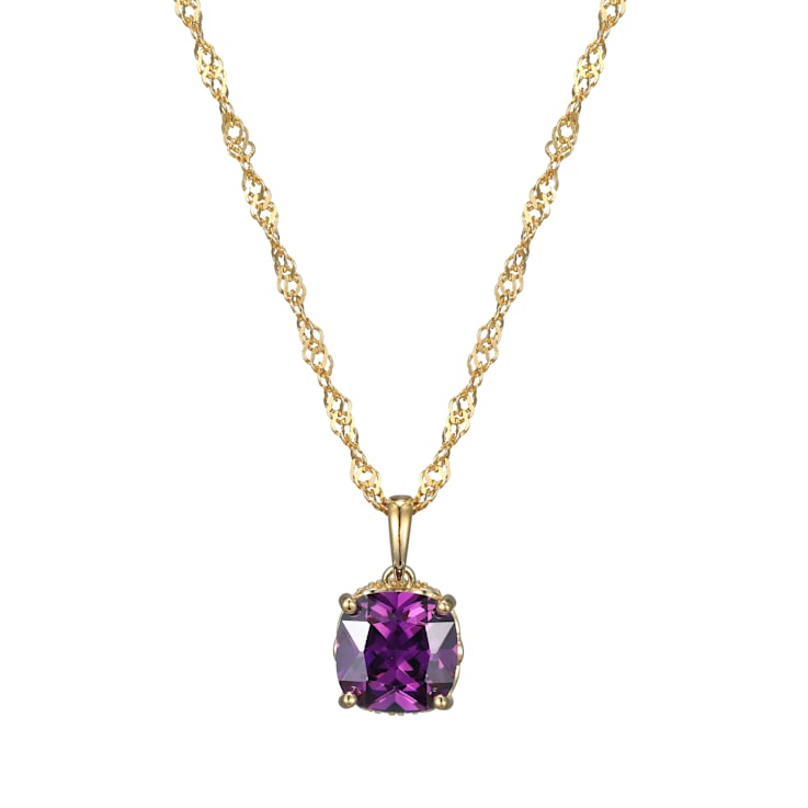 Purple And White Cubic Zirconia 18k Yellow Gold Over Silver February
Birthstone Pendant 5.81ctw