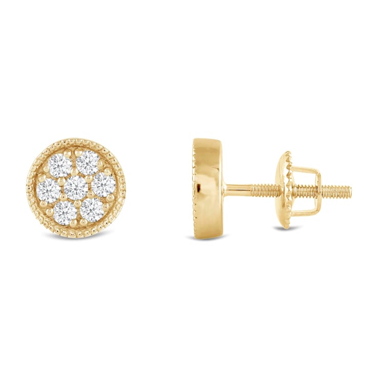 White Cubic Zirconia 14k Yellow Gold Earrings With Velvet Gift Box 0.40ctw