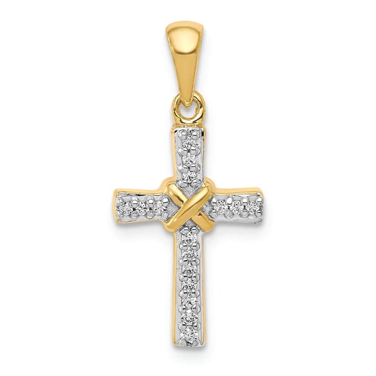 14K Yellow Gold 1/6ct. Diamond Latin Cross Pendant