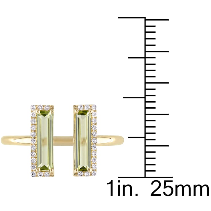 1ct Peridot and 0.10ctw Diamond in 14k Yellow Gold Open Design Ring