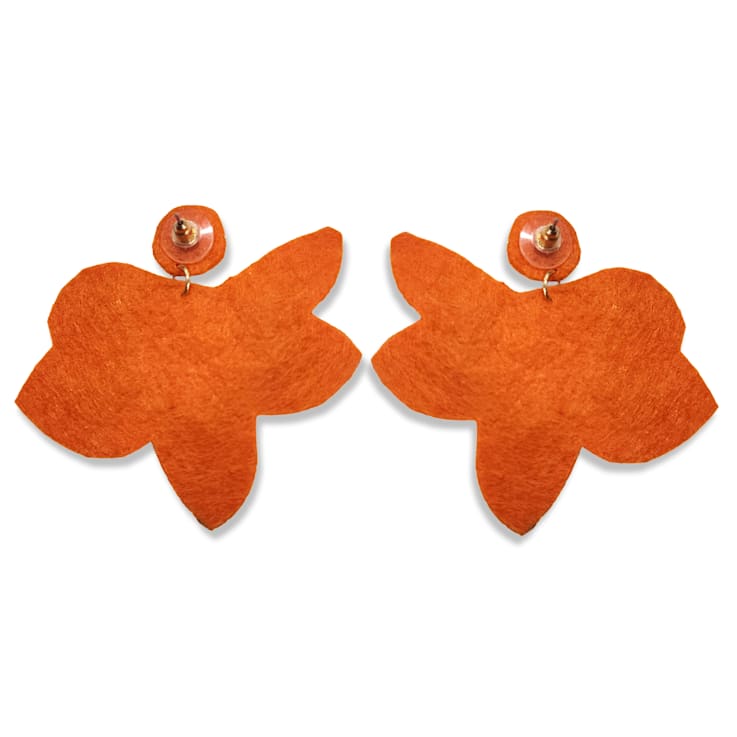 Orange Seed Beads With Clear Crystal Butterfly Earring