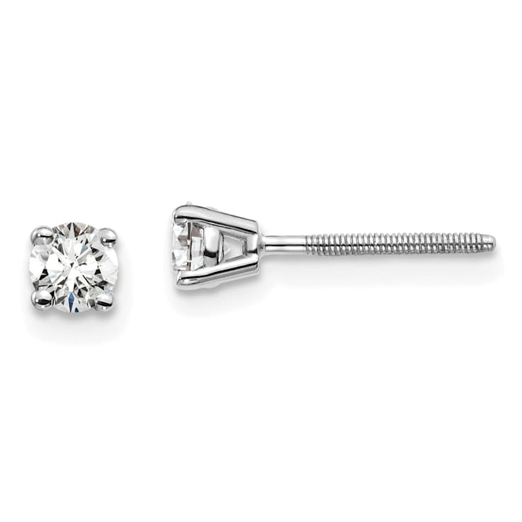 14K White Gold Lab Grown Diamond 1/3ctw VS/SI GH Screw Back 4 Prong Earrings