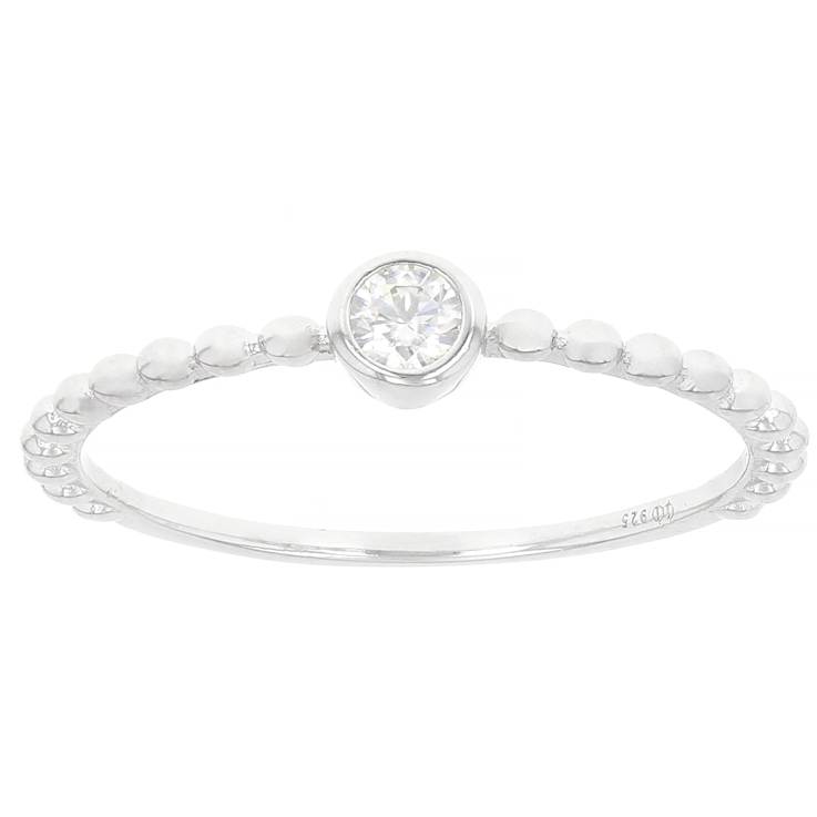 Moissanite Stackable Ring Set in Platinum-Enhnace Sterling Silver