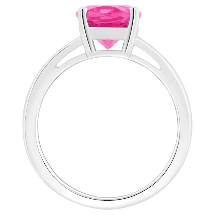 10x8mm Oval Pink Topaz Rhodium Over Sterling Silver Ring