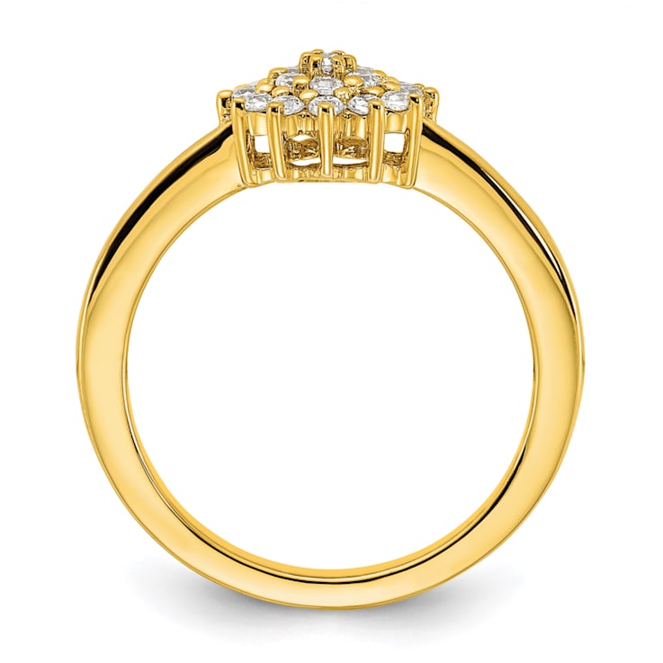 14K Yellow Gold Lab Grown Diamond SI1/SI2, G H I, Cluster Ring