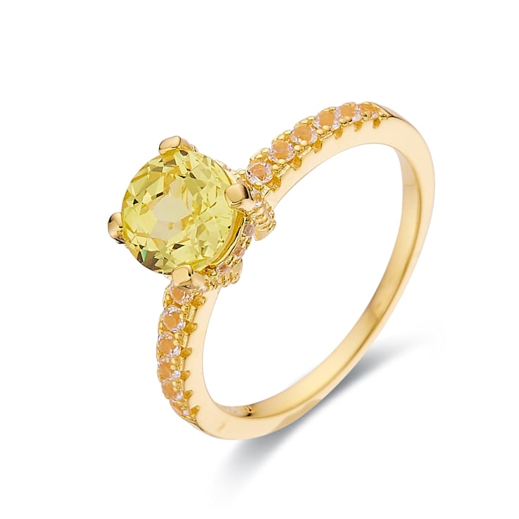 Round Lab Created Yellow Sapphire with White Topaz Accents 18K Yellow
Gold Over Sterling Silver Ring