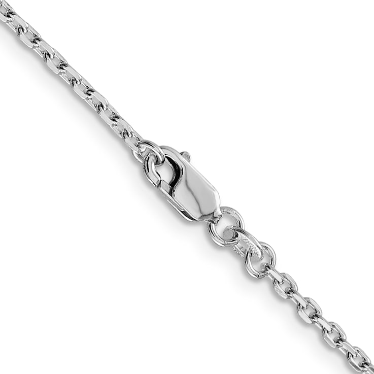 Rhodium Over Sterling Silver 2mm Beveled Oval Cable Chain