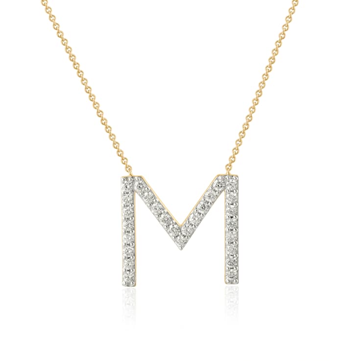 Lab-Grown Diamond Initial M Necklace In 14K Gold Over Sterling Silver 0.50ctw