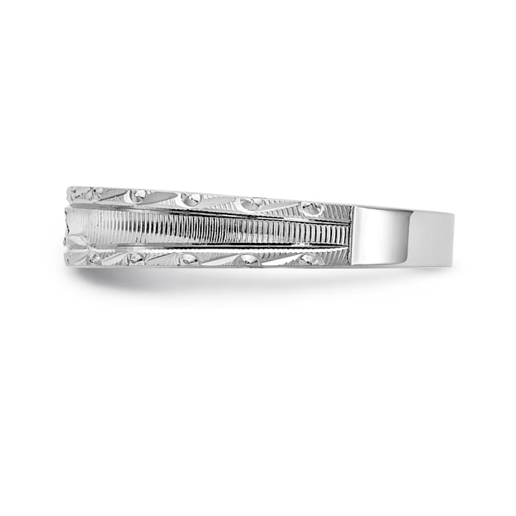 Rhodium Over 14K White Gold AA Quality Trio Ladies Wedding Band