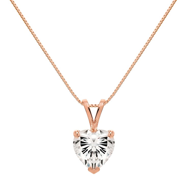 White Cubic Zirconia 14k Rose Gold Pendant With Chain 2.00ctw