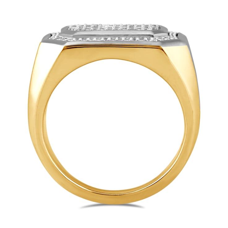 White Diamond Rhodium And 14k Yellow Gold Over Sterling Silver Mens Ring 0.20ctw