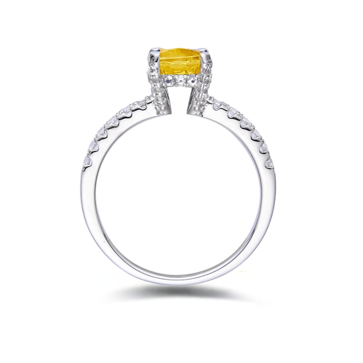 Yellow Lab Created Sapphire with White Topaz Accents Rhodium Over
Sterling Silver Solitaire Ring