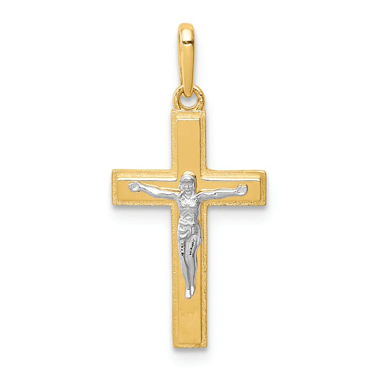 14K Yellow and White Gold Crucifix Pendant