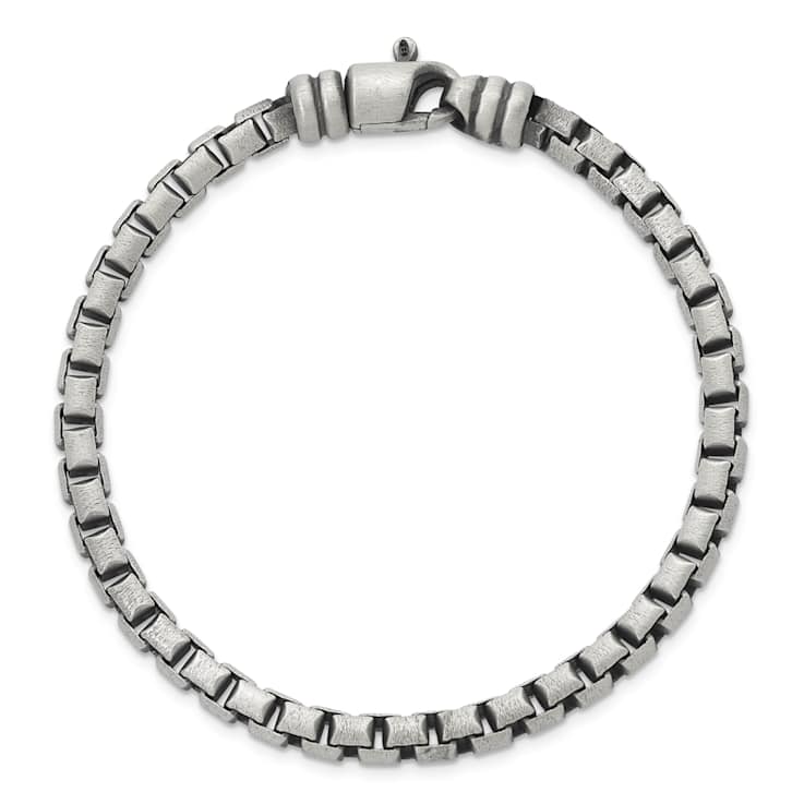 Sterling Silver Antiqued and Satin 5.0mm Box 8 Inch Chain