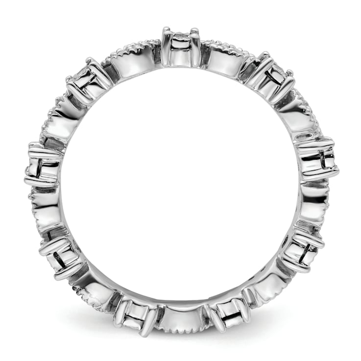 Sterling Silver Stackable Expressions Polished Diamond Ring 0.198ctw