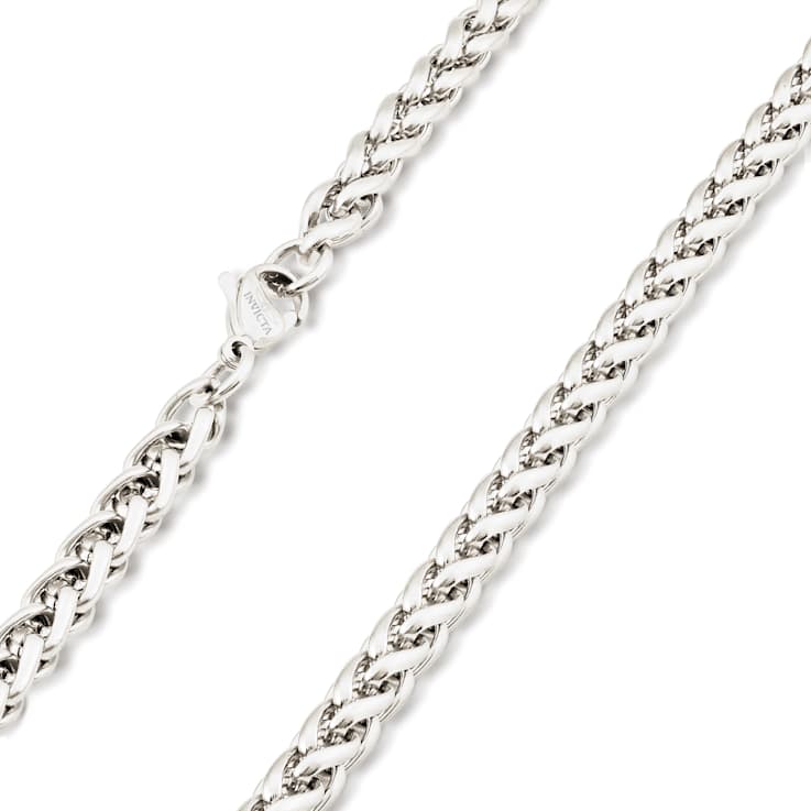 Invicta Men's Spiga Wheat Chain Necklace 6mm In Stainless Steel 24 Inch