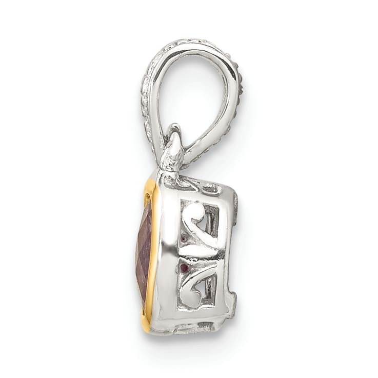 Rhodium Over Sterling Silver with 14k Accent Amethyst Pendant