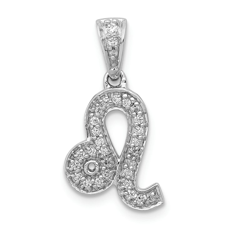 Rhodium Over 14K White Gold Diamond Leo Zodiac Pendant