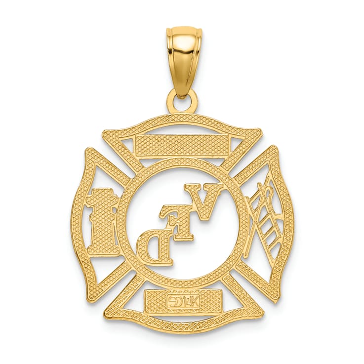 14k Yellow Gold VFD Ladies AUX Shield pendant