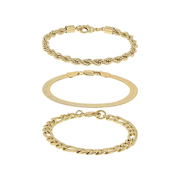 Set of 3 Gold-Tone Chain Bracelets