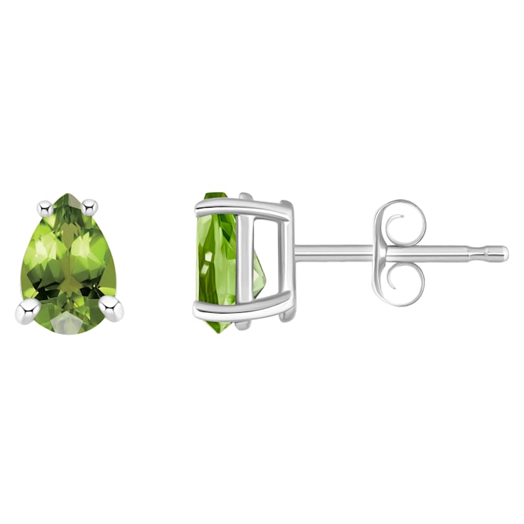 6x4mm Pear Shape Peridot 14k White Gold Stud Earrings