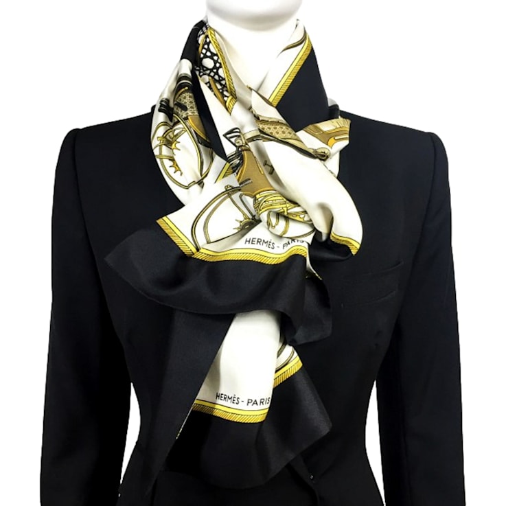 Hermes scarf black and gold online