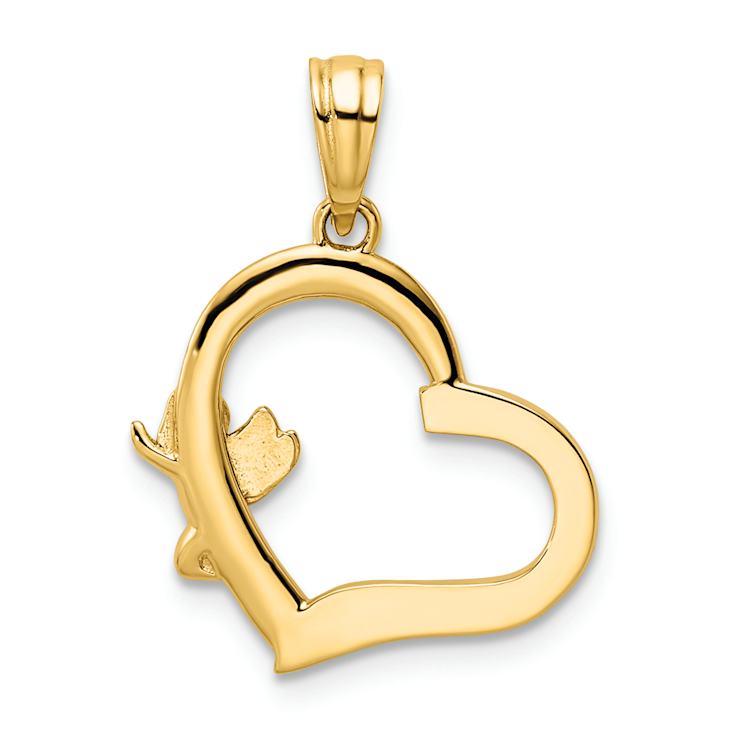 14K Two-tone Gold Cherub On Heart Pendant