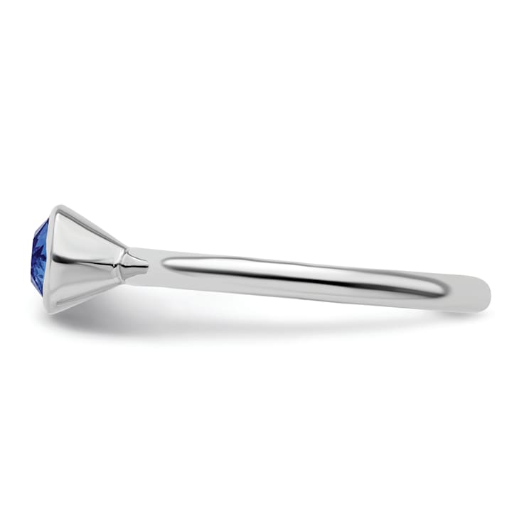 Sterling Silver Stackable Expressions High 5mm Blue Crystal Ring