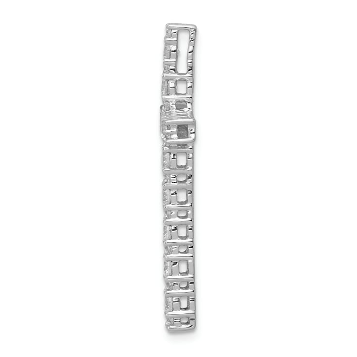 Rhodium Over 14k White Gold Diamond Latin Cross Chain Slide Pendant