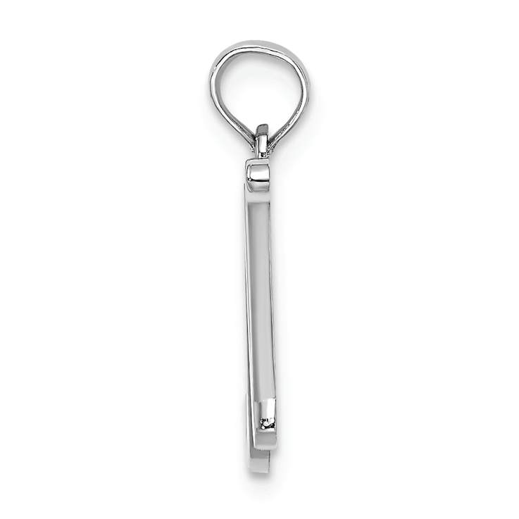 Rhodium Over 14k White Gold Polished Script Letter N Initial Pendant