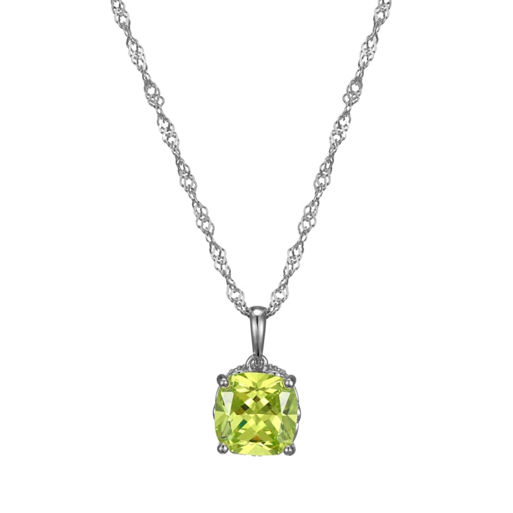 Green And White Cubic Zirconia Platinum Over Silver August