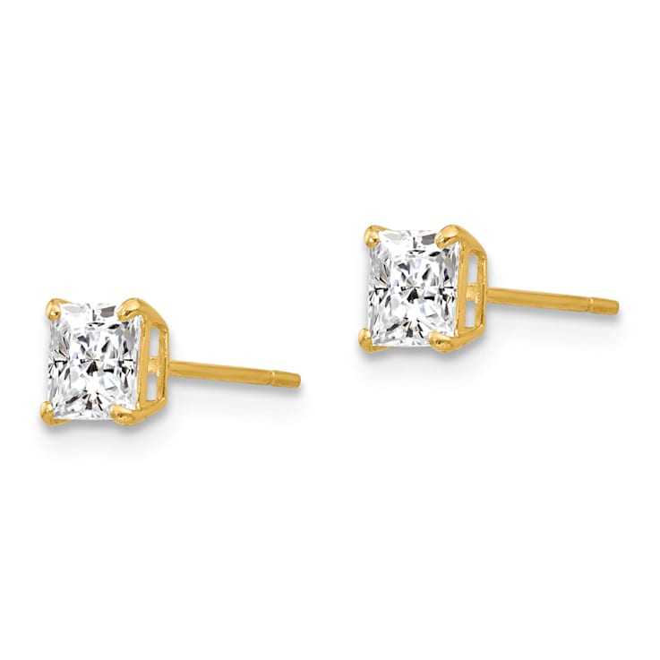 14K Yellow Gold Cubic Zirconia Stud Post Earrings