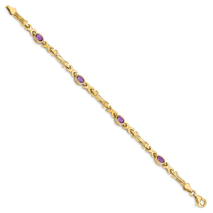 10k Yellow Gold Amethyst 4 Stone Bracelet