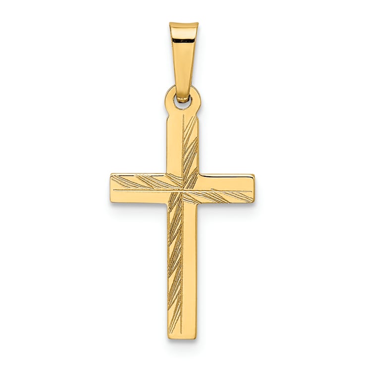 14k Yellow Gold Diamond-cut Small Cross Pendant