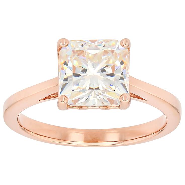 Diamond Simulant Ring In 18K Rose Gold Over Sterling Silver 3.13ct