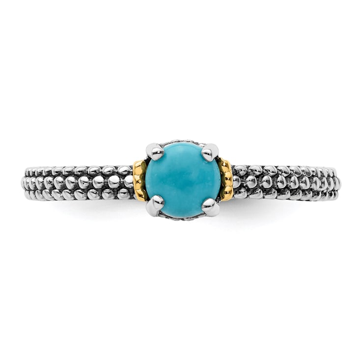 14K Yellow Gold Over Sterling Silver Stackable Expressions Turquoise
Antiqued Ring