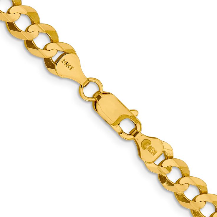 14k Yellow Gold 7.2mm Flat Cuban 26 Inch Chain