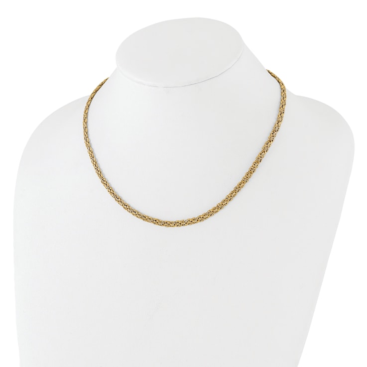 14K Yellow Gold Polished Fancy Byzantine Link Necklace