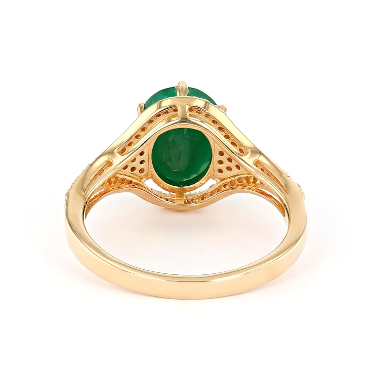 Emerald and Diamond 14K Yellow Gold Over Sterling Silver Ring 2.61ctw