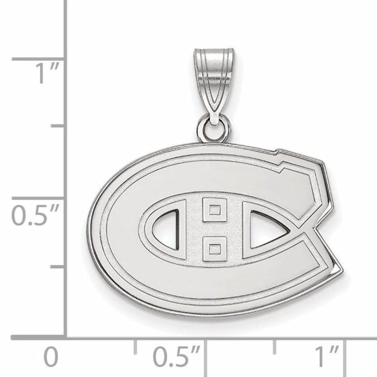 Rhodium Over Sterling Silver NHL LogoArt Montreal Canadiens Medium Pendant