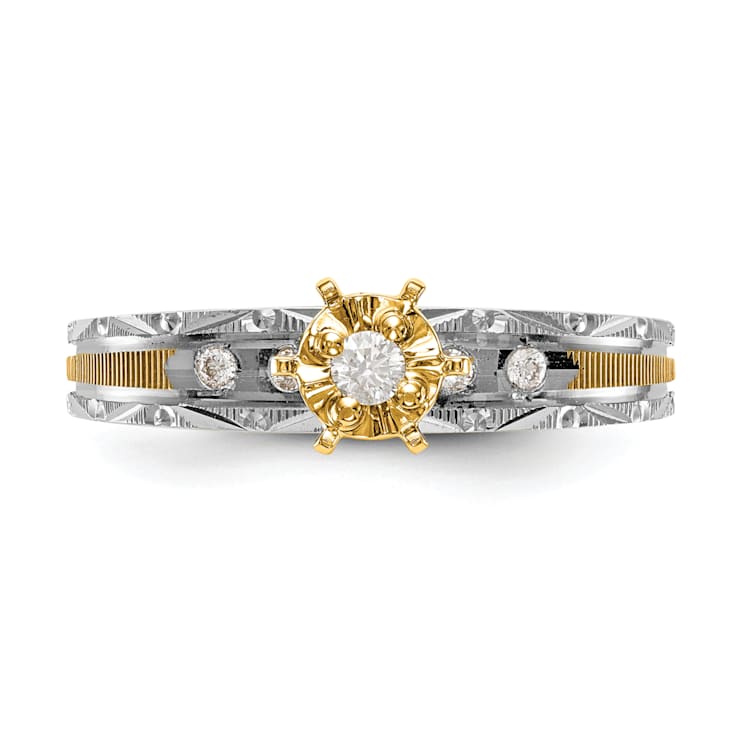 14K Yellow Gold AA Quality Engagement Ring 0.09ctw