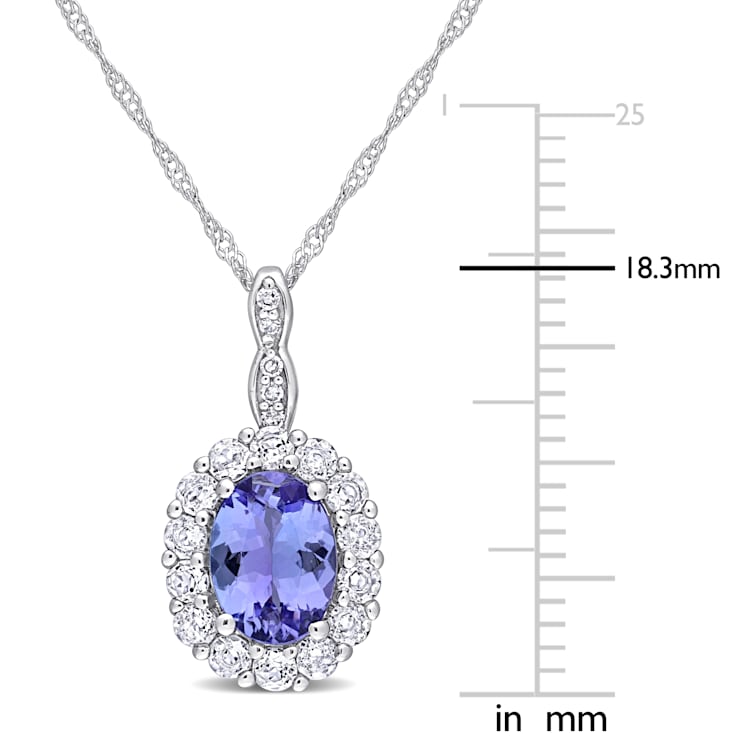 1.87ctw Tanzanite, White Topaz And Diamond Accent 14k White Gold Pendant
With Chain