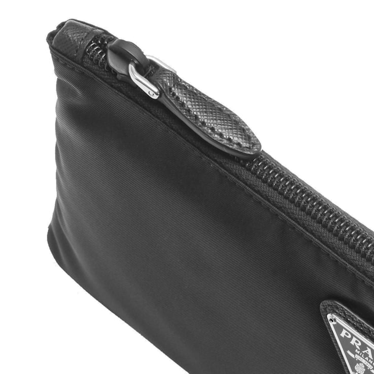 Prada Black Tessuto Nylon Pouch Prada Logo Wristlet Clutch