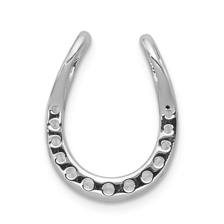 Rhodium Over 14k White Gold Diamond Horseshoe Chain Slide Pendant
