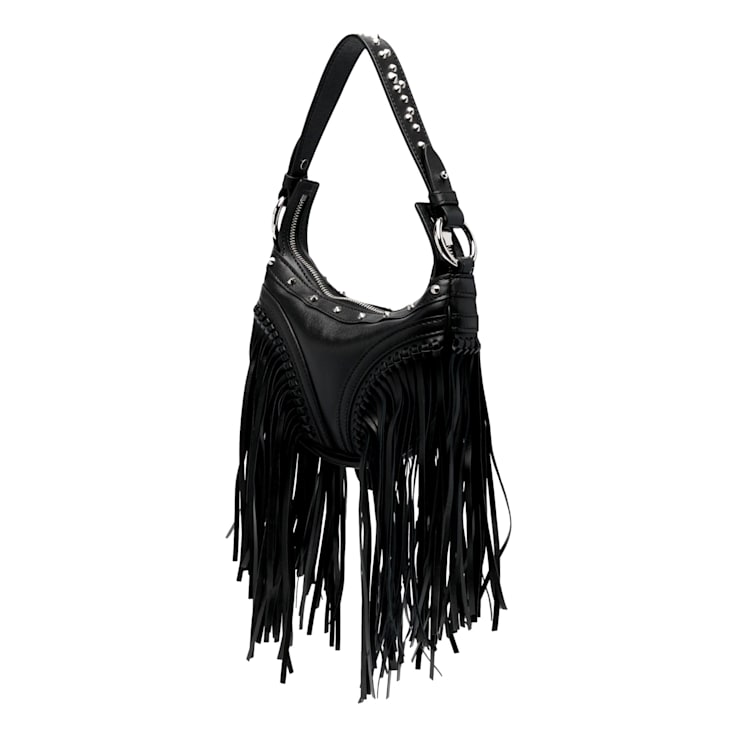ショルダーバッグ・ポシェット VERSACE MINI HOBO BAG WITH REPEAT CRYSTALS Crystal Repeat Mini embellished leather shoulder bag in pink