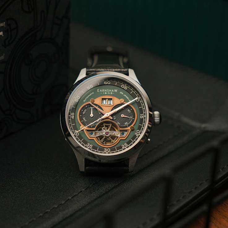 Thomas Earnshaw Baron Grand Date Calendar Open Heart Automatic